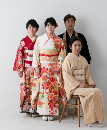 京都　成人式前撮り　家族写真